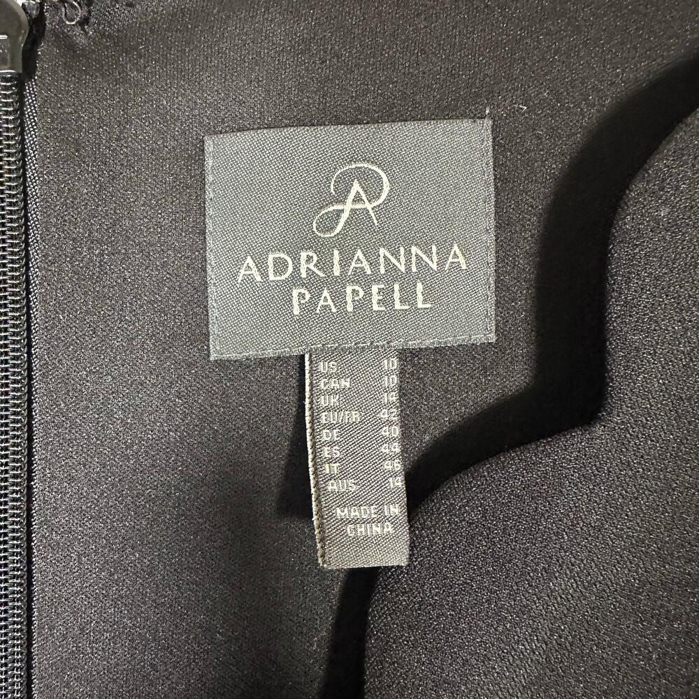 Adrianna Papell Scalloped Detail Sheath Dress Black Sz 10 LBD Little Black Dress - Picture 3 of 11